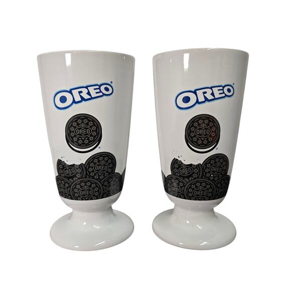 Pair of Oreo Ice Cream Glasses – Vintage Dessert Cups - Picture 1 of 8